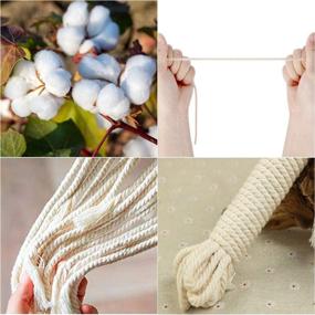 img 1 attached to 🧶 Blisstime Macrame Cord 4mm X 328Yards - Natural Cotton Macrame Rope for Wall Hangings, Plant Hangers, Crafts, Knitting, Decorative Projects - Soft Undyed Cotton Rope, 3 Strand Twisted Cotton Cord