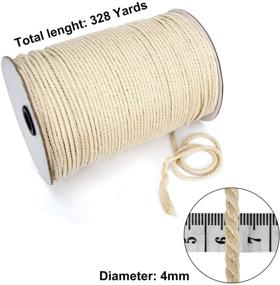 img 3 attached to 🧶 Blisstime Macrame Cord 4mm X 328Yards - Natural Cotton Macrame Rope for Wall Hangings, Plant Hangers, Crafts, Knitting, Decorative Projects - Soft Undyed Cotton Rope, 3 Strand Twisted Cotton Cord