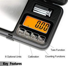 img 2 attached to 🔎 Fuzion Digital Pocket Scale 200g/0.01g - LCD Display, Tare, PCS, Calibration Weight - Ideal for Jewelry, Coins, Powder, Herbs & Spices (Battery Included)