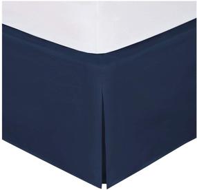 img 1 attached to 🛏️ Linen Plus Queen Size Luxury Tailored Bed Skirt: 14" Drop, Pleated Styling, Dust Ruffled, Solid Navy Blue - New!