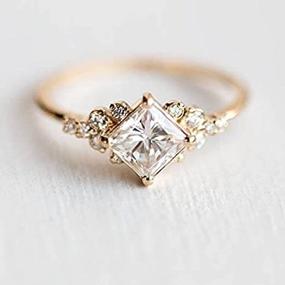 img 4 attached to 💍 Dazzling Princess Cut White Sapphire 18K Rose Gold Ring: Perfect Wedding Jewelry in Sz 6-10 (6) from Pikul Giftshop