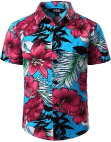 img 4 attached to 🌺 JOGAL Hawaiian Boys' Floral Casual Button Clothing, Tops, Tees & Shirts