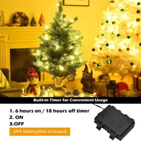 img 3 attached to 🎄 Goplus 2ft Tabletop Spruce Christmas Tree: Pre-lit with 35 Warm White LED, Battery Operated, Perfect Xmas Decor for Home and Office, With Built-in Timer