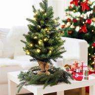 🎄 goplus 2ft tabletop spruce christmas tree: pre-lit with 35 warm white led, battery operated, perfect xmas decor for home and office, with built-in timer логотип