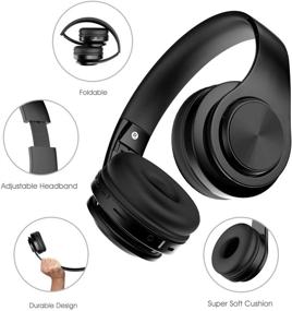 img 2 attached to 🎧 Premium Wireless Bluetooth 5.0 Headphones: Noise Cancelling, Microphone, Foldable, Hi-Fi Stereo, Soft Memory-Protein Earmuffs - Perfect for Travel and Work (Black)