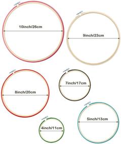 img 2 attached to Caydo 6 Pieces Wooden Embroidery Hoops: Multicolor Cross Stitch Ring Hoop Set (4 inch to 10 inch)