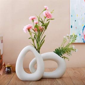 img 3 attached to Anding White Ceramic Vase - Droplet Matte Surface Design - Modern Vase for Family, Wedding, Table Décor - Perfect Home Decor Vase (LY432516SET)