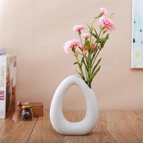 img 2 attached to Anding White Ceramic Vase - Droplet Matte Surface Design - Modern Vase for Family, Wedding, Table Décor - Perfect Home Decor Vase (LY432516SET)