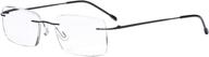 👓 stylish rectangle rimless reading glasses for men by eyekepper - frameless reader eyeglasses logo