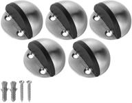 🚪 jqk floor door stopper, stainless steel sound dampening door stop with snowboard hanger storage | wall protector, display hanger rack | 5 pack brushed, dsb3-bn-p5 логотип