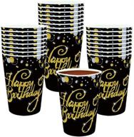 🎉 trgowaul 50 count 12 oz happy birthday paper cups: gold disposable drink cups for men and women birthday party supplies logo