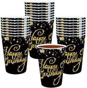 img 4 attached to 🎉 Trgowaul 50 Count 12 OZ Happy Birthday Paper Cups: Gold Disposable Drink Cups for Men and Women Birthday Party Supplies