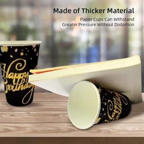 img 2 attached to 🎉 Trgowaul 50 Count 12 OZ Happy Birthday Paper Cups: Gold Disposable Drink Cups for Men and Women Birthday Party Supplies