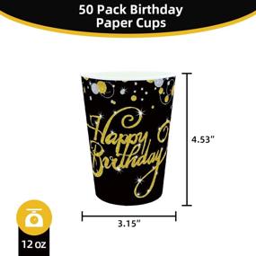 img 3 attached to 🎉 Trgowaul 50 Count 12 OZ Happy Birthday Paper Cups: Gold Disposable Drink Cups for Men and Women Birthday Party Supplies