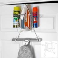 🔨 ironing board holder by evelots - easy over door/no tool or wall mount - convenient iron & bottle storage baskets logo