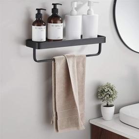img 3 attached to 🛁 SIMVE 15.7 Inch Bathroom Tempered Glass Shelf with Towel Bar: Wall Mounted Shower Organizer in Matte Black