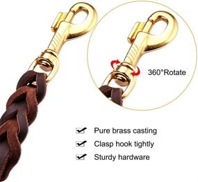 img 1 attached to Premium Brown Leather Dog Leash Braided - Heavy Duty Training 🐶 Leash for Large, Medium, Small Breed Dogs - 4ft/6ft Standard Pet Leashes