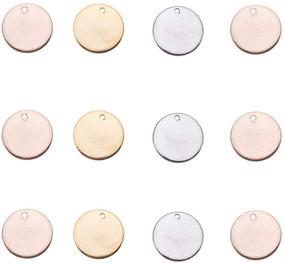 img 4 attached to 📿 PH PandaHall Set of 60 15mm (0.6 Inch) Stainless Steel Flat Round Blank Stamping Tag Pendants Charms in 3 Colors for DIY Bracelet Necklace Pendant Jewelry Crafts