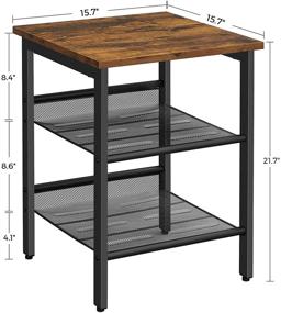 img 3 attached to 🛋️ VASAGLE End Table ULET23X: Adjustable 2-Shelf Nightstand for Living Room - Industrial Style, Easy Assembly, Rustic Brown and Black