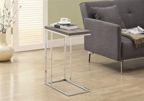 img 3 attached to Monarch Specialties 3253, Dark Taupe Chrome Accent Metal Base C-Table
