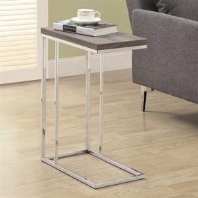 img 2 attached to Monarch Specialties 3253, Dark Taupe Chrome Accent Metal Base C-Table