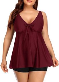 img 3 attached to Yonique Plus Size Tankini: Flowy & Flattering Women's Swimwear with Shorts