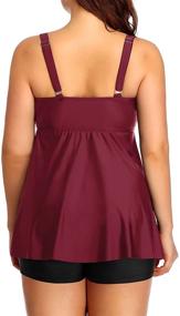img 2 attached to Yonique Plus Size Tankini: Flowy & Flattering Women's Swimwear with Shorts
