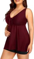 yonique plus size tankini: flowy & flattering women's swimwear with shorts logo