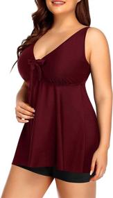 img 4 attached to Yonique Plus Size Tankini: Flowy & Flattering Women's Swimwear with Shorts