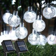 🌞 joomer solar string lights outdoor: 2 pack 30 led 20ft crystal globe lights with 8 modes - waterproof patio lights for garden, yard, porch, party - white логотип