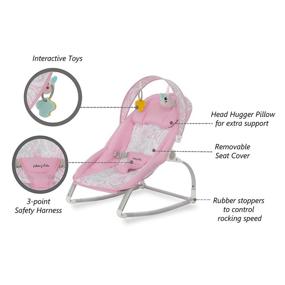 img 1 attached to 🪑 Dream On Me We Rock Rocker Comforting Rocking Chair with Removable Pink Toy Bar Hanging Toy