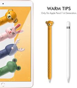 img 3 attached to AhaStyle 1st Gen Apple Pencil Case: Cute Cartoon Silicone Sleeve Cover - Yellow Bear, Compatible with Apple Pencil 1st Generation