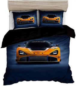 img 1 attached to 🏎️ Abojoy Orange Sports Car Duvet Cover Set for Kids and Teens - Cool 3D Printed Speed Racing Car Automobile Style Bedding Set - Includes 1 Quilt Cover + 2 Pillowcases (Twin Size, Orange Blue) - No Comforter Included