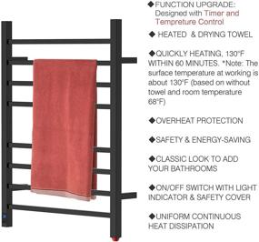 img 1 attached to 🔥 HEATGENE Towel Warmer with Timer and Temperature Control, Electric Towel Warmer with 8 Square Bars, Wall-Mounted Electric Towel Rack, Plug-in/Hardwired Towel Rails - Matte Black - Improved SEO