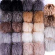 🎀 siquk 24 count faux fur pompom balls – diy faux fox fur fluffy pompoms with elastic loop for hats, keychains, scarves, gloves, bags & more – assorted colors, 2 pieces per color logo