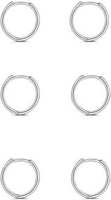 img 4 attached to 💎 925 Sterling Silver Small Hoop Earrings – 14K White Gold Plated Huggie Hoop Earrings, Endless Cartilage Earrings for Women, Girls, Men, and Teens