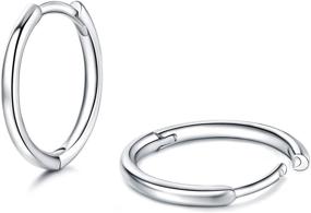 img 3 attached to 💎 925 Sterling Silver Small Hoop Earrings – 14K White Gold Plated Huggie Hoop Earrings, Endless Cartilage Earrings for Women, Girls, Men, and Teens