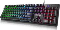 npet k10 gaming keyboard usb wired floating keyboard, silent ergonomic water-resistant mechanical-sensation keyboard, ultra-thin rainbow led backlit keyboard for desktop, computer, pc logo