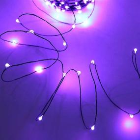 img 2 attached to 🎃 66ft Halloween Fairy String Lights 200 LED Twinkle Star, Dimmable Control, USB & Adapter Powered, Starry Black Wire Lights for Indoor Outdoor Bedroom Wedding Christmas Party Decoration, Purple