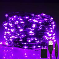 🎃 66ft halloween fairy string lights 200 led twinkle star, dimmable control, usb & adapter powered, starry black wire lights for indoor outdoor bedroom wedding christmas party decoration, purple логотип