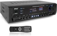 🔊 pyle pt390btu wireless bluetooth power amplifier system - 300w 4 channel home theater audio stereo sound receiver box with usb, rca, 3.5mm aux, led, remote - ideal for speaker, pa, studio - black logo