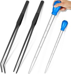 img 4 attached to 🐠 2-Piece Aquarium Coral Feeder Set with Stainless Steel Tweezers and Syringe - Ideal for Feeding Aquatic Plant Reef, Anemones, and Lionfish