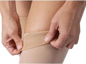 img 1 attached to JOBST Relief Thigh High Compression Stockings, Small Size, Beige, 15-20 mmHg, Open Toe & Silicone Dot Band