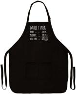 🍻 men's funny grill timer beer count grilling apron - two pocket manly apron in black логотип