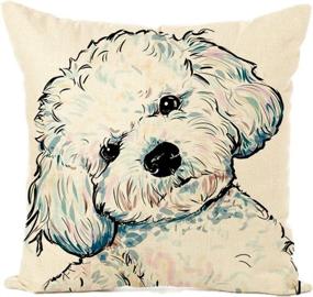 img 2 attached to 🐩 Easternproject Adorable Poodle Dog Cotton Linen Throw Pillow Case - 18x18 Inch Square Animal Cushion Cover for Home Decor (6#)