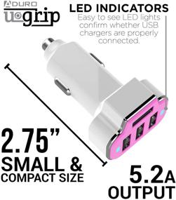 img 3 attached to 🚗 Aduro 4-портовый автомобильный зарядное устройство USB-адаптер, высокоскоростной 12V автомобильный зарядное устройство USB-адаптер Power Station с выходом 5,2A/26W (розовый)