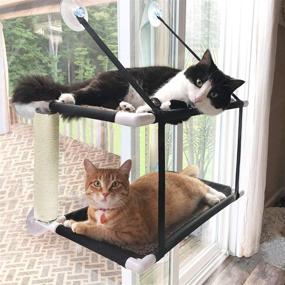 img 4 attached to 🐱 ZolooPet Cat Window Perch with Dual Scratching Posts - Double Layered Cat Window Seat for Two Cats, Fun and Durable Cat Window Hammock - Easy Assembly