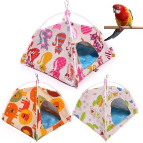 img 4 attached to 🐦 Bird Nest Hut Hammock: Comfortable Parrot Tent House Bed with Reversible Cushion Mat - Perfect for Budgerigar Parakeet Macaw Amazon Cockatoo Lovebird - Easily Attaches to Birdcage with Metal Clasp