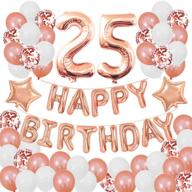 🎉 succris 25th birthday decorations for girls and women - 25th birthday party supplies: happy birthday banner, rose gold confetti balloons, rose gold décor логотип