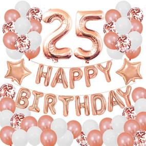 img 1 attached to 🎉 Succris 25th Birthday Decorations for Girls and Women - 25th Birthday Party Supplies: Happy Birthday Banner, Rose Gold Confetti Balloons, Rose Gold Décor